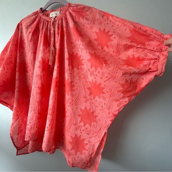 New VIRGINIA JOHNSON ARTIST TUNIC  RED/PINK DRAGONFLOWER - Picture 5 of 10